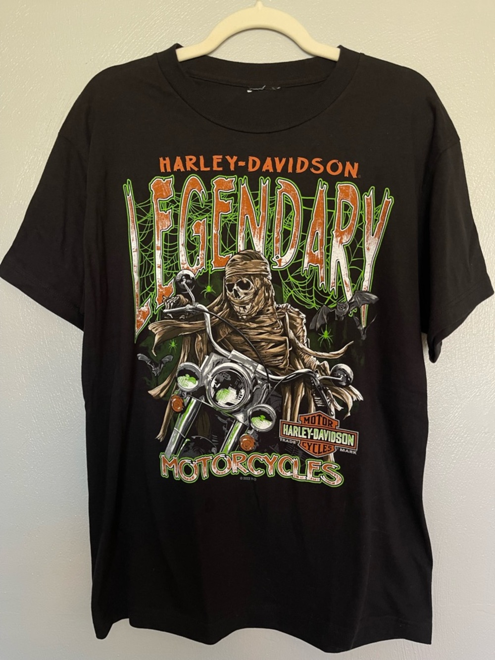 Harley Davidson Legendary Skeleton Halloween Tee Xenia Ohio Black M